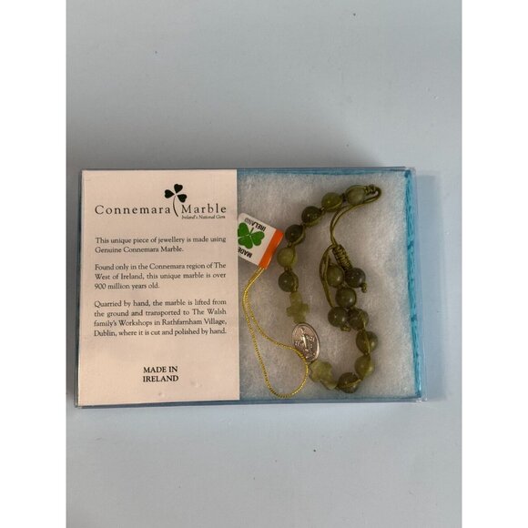 Genuine Connemara Marble Green Prayer Beads Handmade In Ireland With Cross Desig - Picture 7 of 8